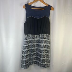 Anthropologie Moulinette Soeurs Carrington Tweed Sheath Navy Blue Dress Size 12